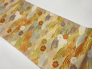 佐賀錦唐織荒波に青海波・桜散らし模様織出し袋帯